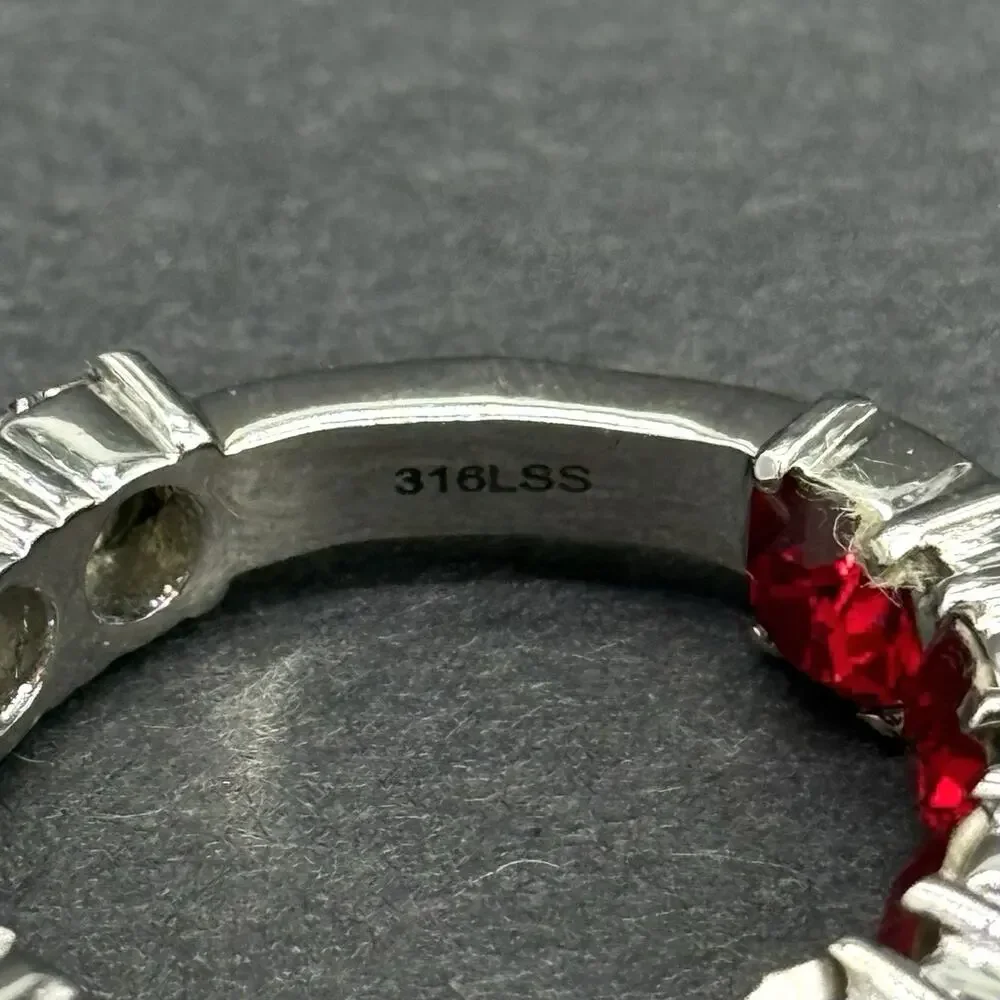 316L Surgical Stainless Steel Red Rhinestone Hoop & Stud Earrings Jewelry Lot